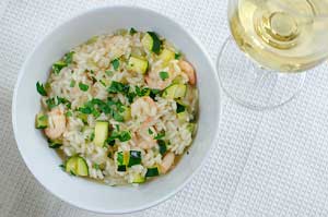 Risotto z cukinią i krewetkami
